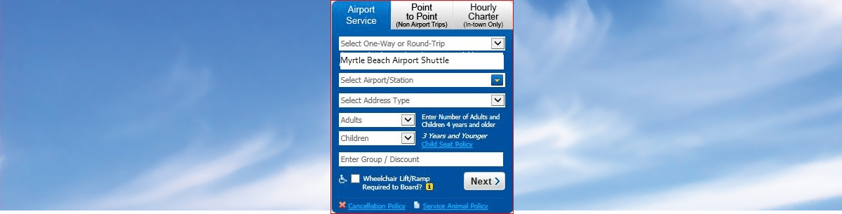 reservation cloud MYRTLE BEACH AIRPORT SHUTTLE